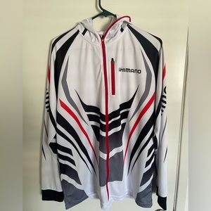 Shimano Hooded Cycling Shirt Men XL Extra Large Full Zip Thin Lightweight Jacket